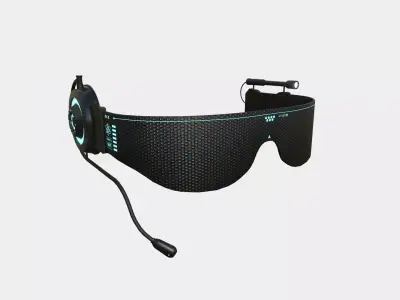 SciFi Glasses D04 Black Grid - Character Design Fashion Low-poly 3D model