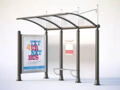 Bus stop with information board 3D model