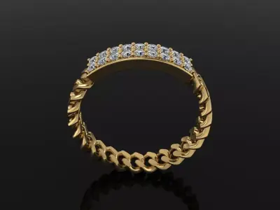 ID DIAMOND BAR CUBAN LINK CHAIN RING MIX SIZES 7 3D print model