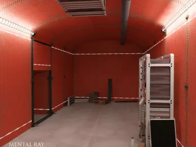 Analytical scientific rack in corridor Low-poly 3D model