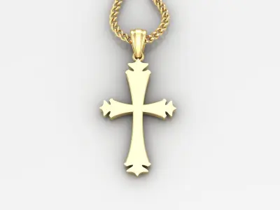 Light Gold 18K Cross Pendant 1CP007 3D print model