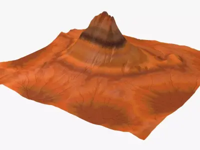 Mountain 3 made of orange paper 3D model