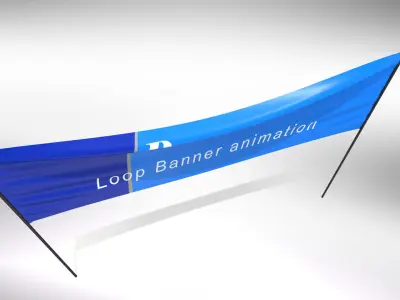Banner  Poles- Animated Demonstration banner Low-poly 3D model