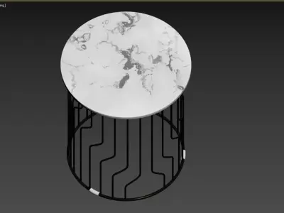 marble table with iron legs 3D model
