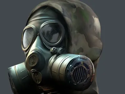 Gas mask helmet 3d model military combat Low-poly 3D model