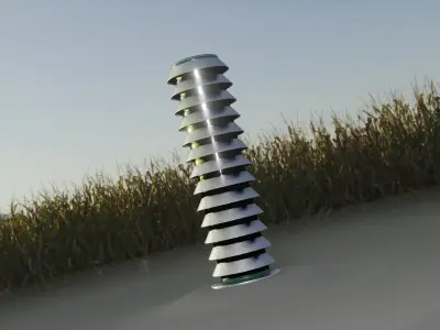 Low-Poly Moss Green Light Column 26 - Street Light Set-9 Low-poly 3D model