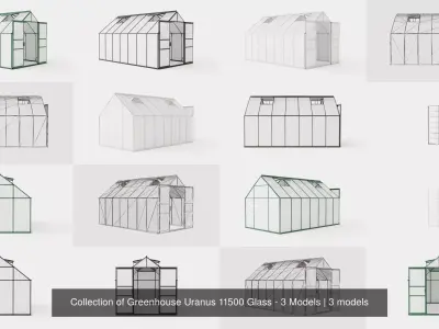 Collection of Greenhouse Uranus 11500 Glass - 3 Models 3D Model Pack