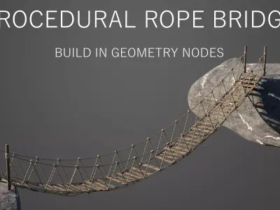 Procedural Rope Bridge - Blender Geo Nodes 3D model