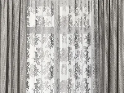 Curtains with window 7 3D model