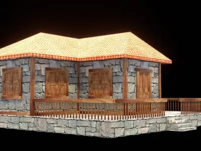 medieval house low poly village town residential game ready 17 Low-poly 3D model