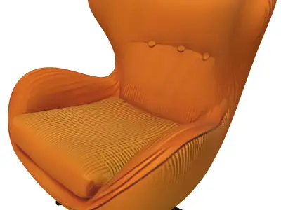 Modern Orange Swivel Egg Chair Low-poly 3D model