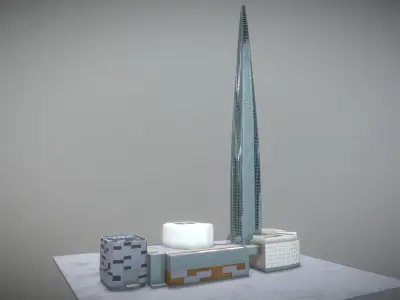 Lotte World Tower Low-poly 3D model