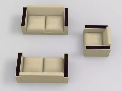 Modern sofa Low-poly 3D model 6
