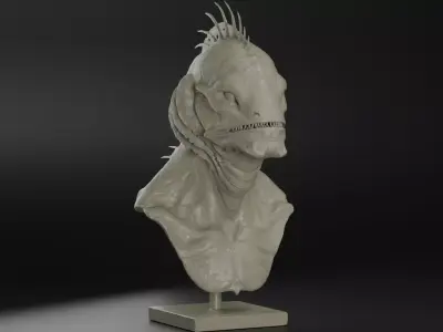 Humanoid Fish Sculpture Low-poly 3D model