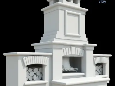 Outdoor Fireplace 012 Low-poly 3D model