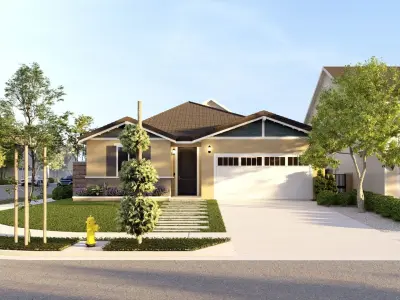  3D Exterior Scene 3D model design garden and landscape city  3D model