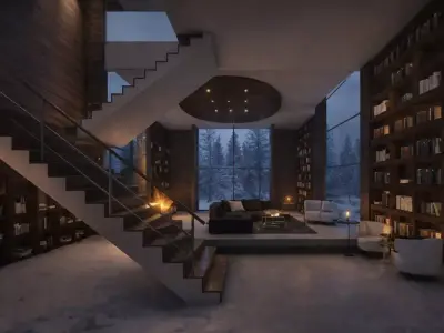 Modern Minimal Library Exterior Scene Architectural Model 3D model