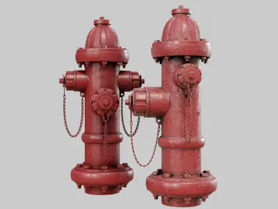 Fire Hydrant Low Poly 1A Low-poly 3D model