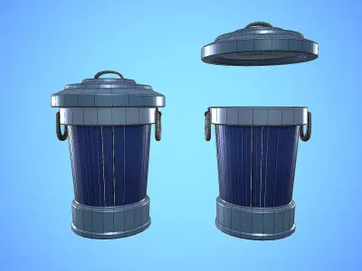 TRASH CAN CARTOON STYLIZED Low-poly 3D model