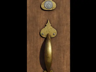 Door Handle 3 - Brass and Steel Materials 3D model