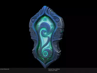Low Poly Stylized Mystic Swirl Panel Low-poly 3D model