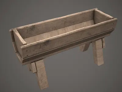 Old Wooden Trough PBR Low Poly Low-poly 3D model
