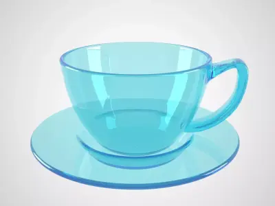 Glass Coffee Cup Light Cyan Color 3D model