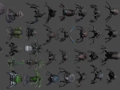 Sci-Fi Monsters Bugs Dogs 3D model