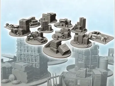 Set of battlefield accessories with ammunition boxes 1 3D print model
