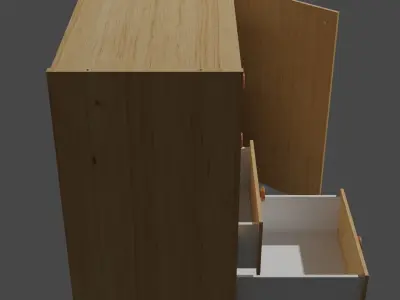 Clothing cabinet with 4 drawers and a door 3D model