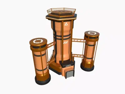 SciFi Facility A04 Orange - Sci Fi Exterior Design Low-poly 3D model