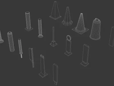 Street Traffic Cone Set Low-poly 3D model