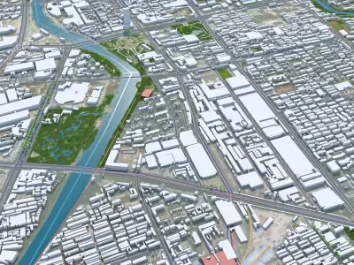 Weifang Shandong China 50km AI Low-poly 3D model