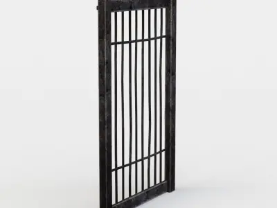 Door wrought iron gate Low-poly 3D model