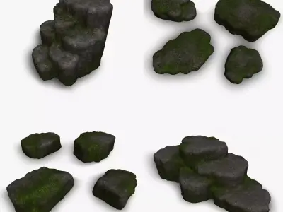 Cave Platform 1- 4 Combo - Moss 1 Low-poly 3D model