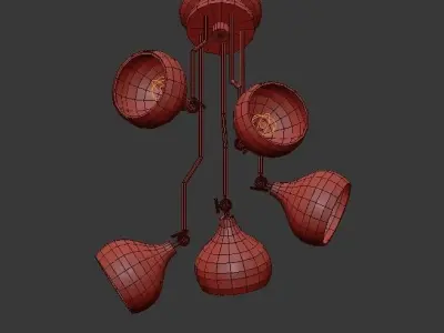 Hanna gold and pendant light 3D model