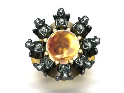 Angel Stone Ring 3D print model