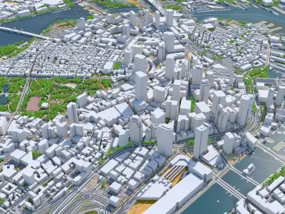 Boston Downtown Massachusetts USA Low-poly 3D model