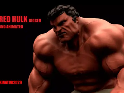 Red Hulk Rigged And Animated 3D model
