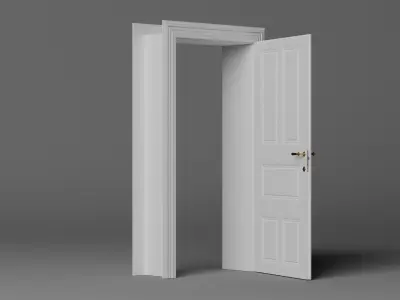 Vintage Door with Brass Handle 3D model