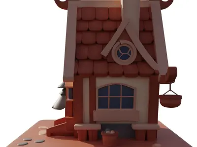 Stylized House 02 Low-poly 3D model