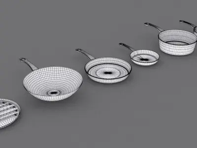 Kitchen Pan Set 3D model