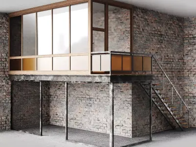 Loft room Low-poly 3D model