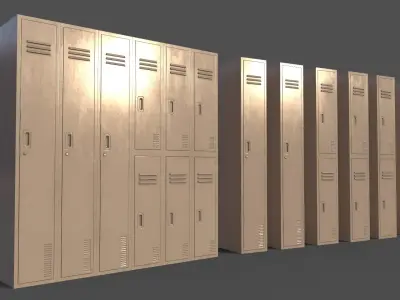 PBR School Gym Locker 06 - White Low-poly 3D model