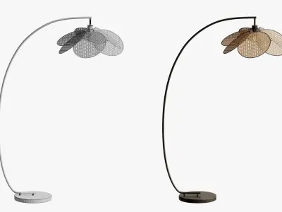 Afralia Rattan Bulb Floor Lamp 3D model