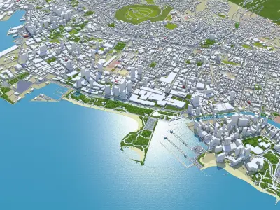 Honolulu Downtown Hawaii USA Low-poly 3D model