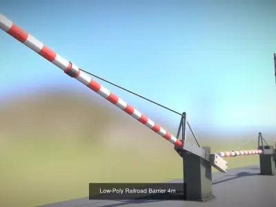 Railroad Barrier 4m Low and High-Poly Version 3D Model Pack
