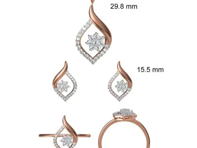 Light wt Ring Earrings Pendant set stl jcd 1-render details 3D print model 23