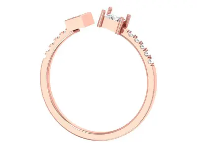 Open End Light Weight Baguette Princess stone Band Ring 3D print model