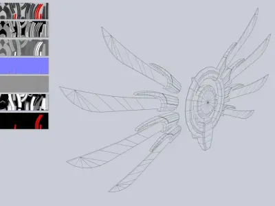 Sci fi wings Low-poly 3D model